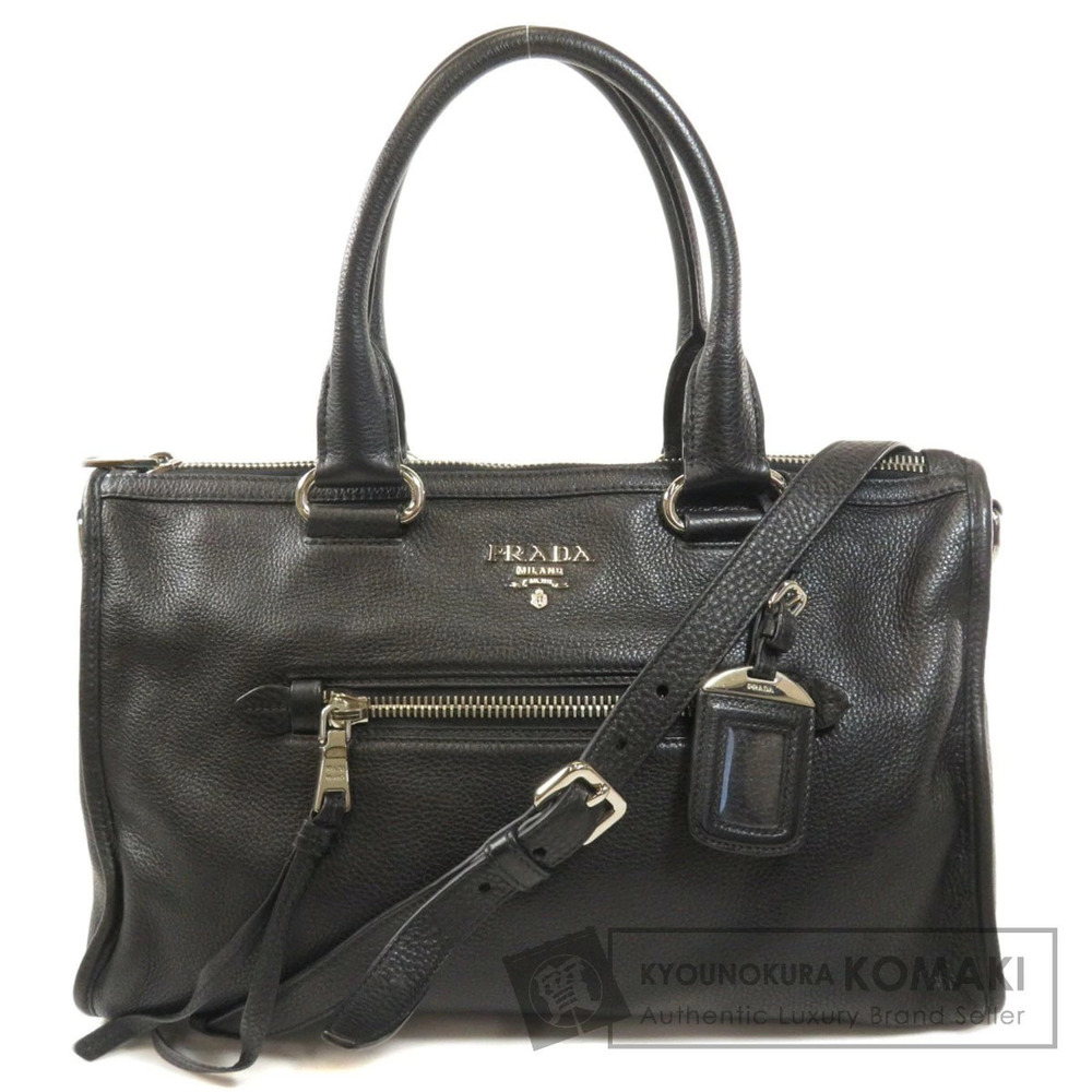 Prada Vitello Phenix Convertible Satchel black pebbled calfskin leather